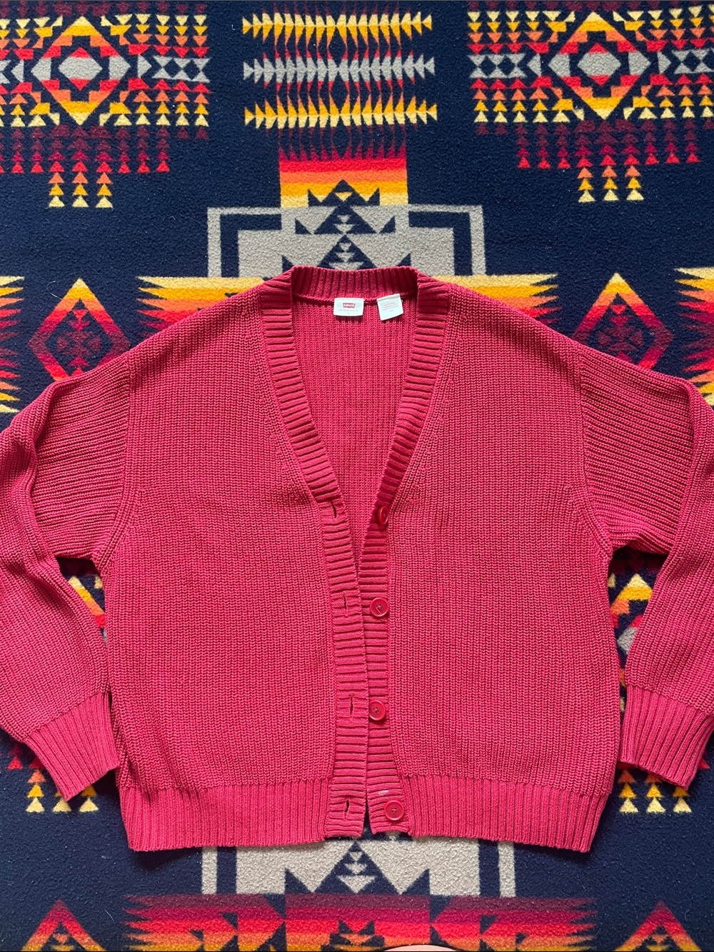 Classic red cardigan
